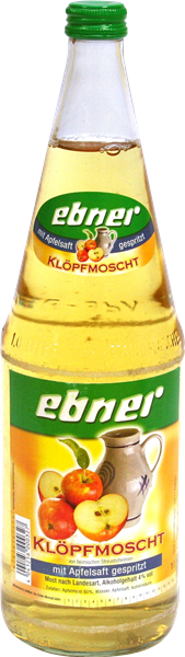 Ebner Klöpfmoscht mit Apfelsaft gespritzt - Apfelwein (Most)